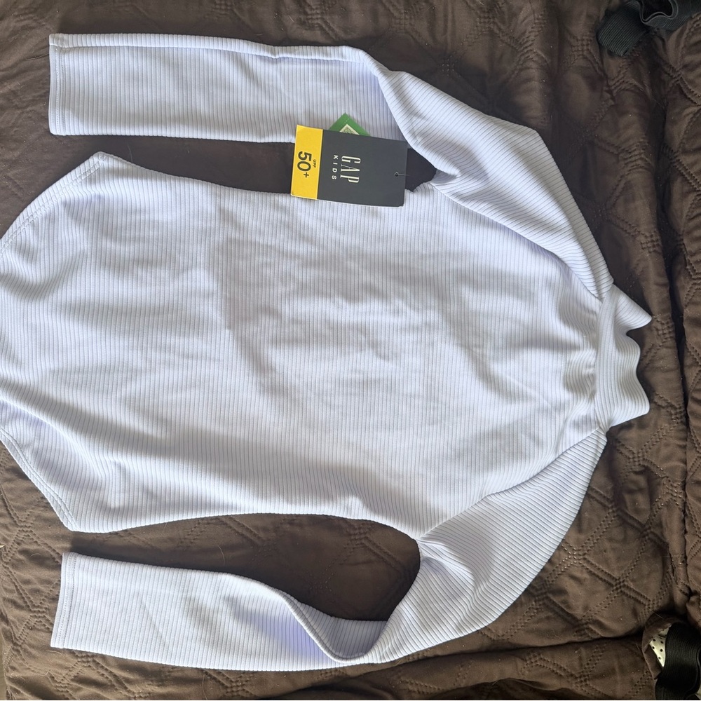 GAP Kids White Ribbed Long Sleeve Top
